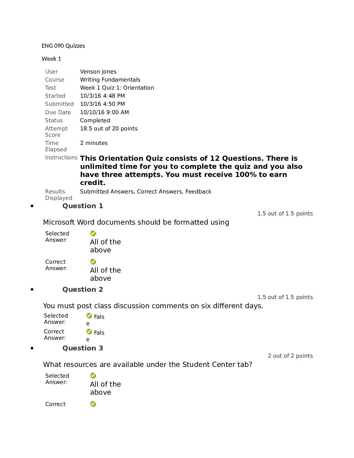 Preview image of ENG 090 All Weeks & Quizzes document